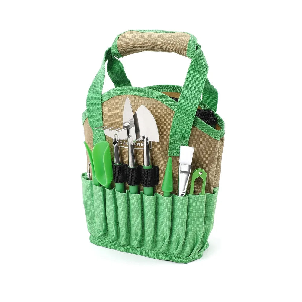 14 Piece Indoor Gardening Tool Set Stainless Steel Durable Tools Watering Bottle Tarp Mat Carrying Bag Perfect Plant Care