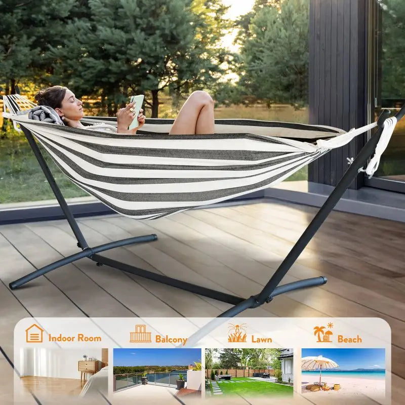 Gyroor Hammock With Adjustable Stand And Storage Bag 600 Pound Capacity