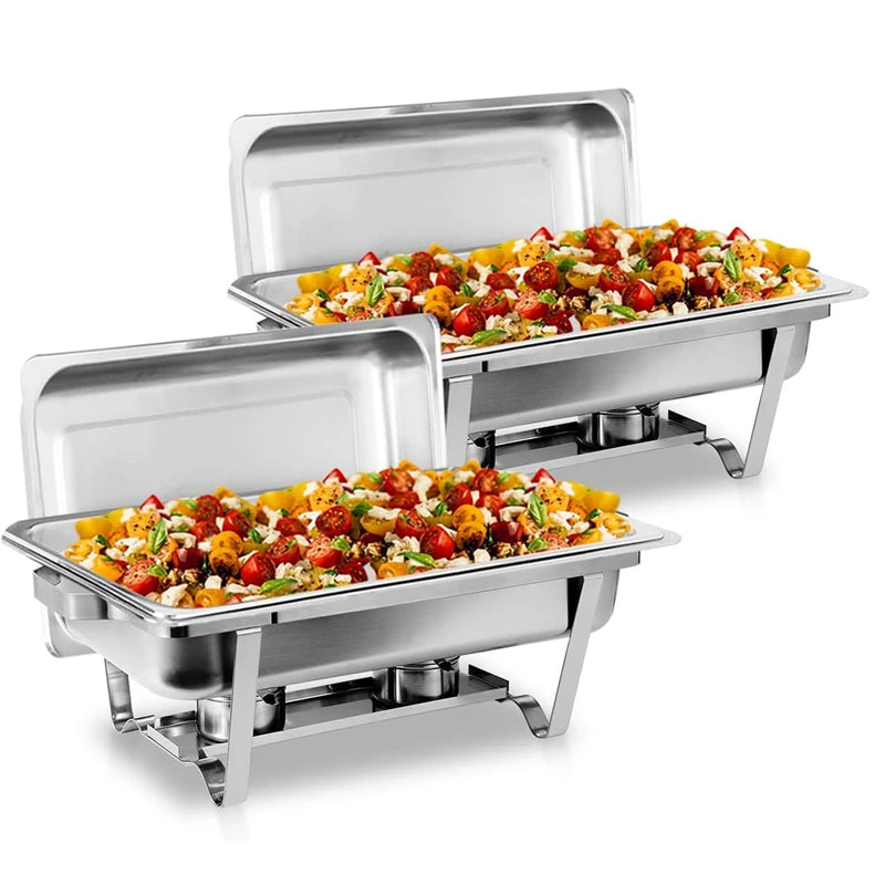 8 Qt Chafing Dish Buffet Set Stainless Steel With Lids Holders 2 4 6 Pack
