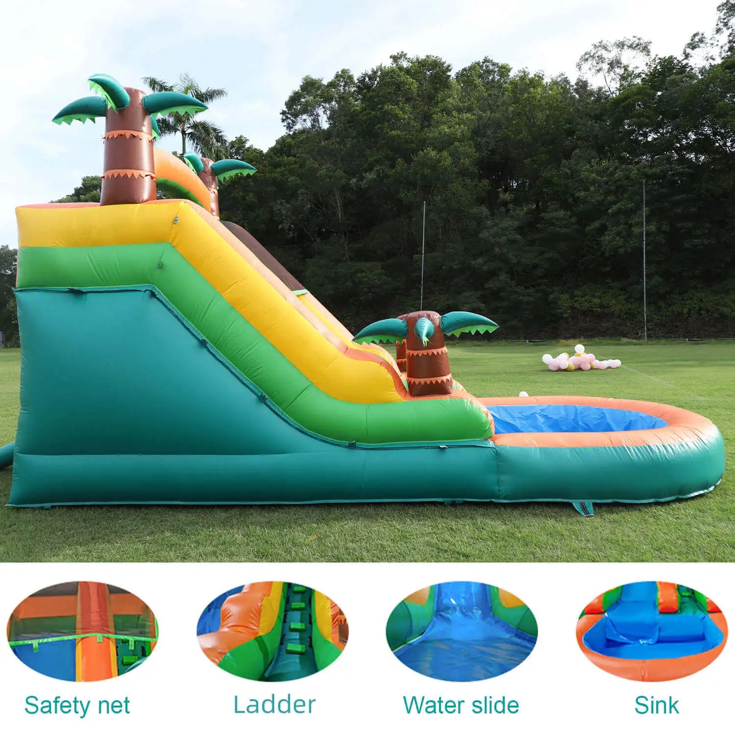 King Inflatable Water Pool With Double Slide Bubble Ball For Outdoor Summer Play