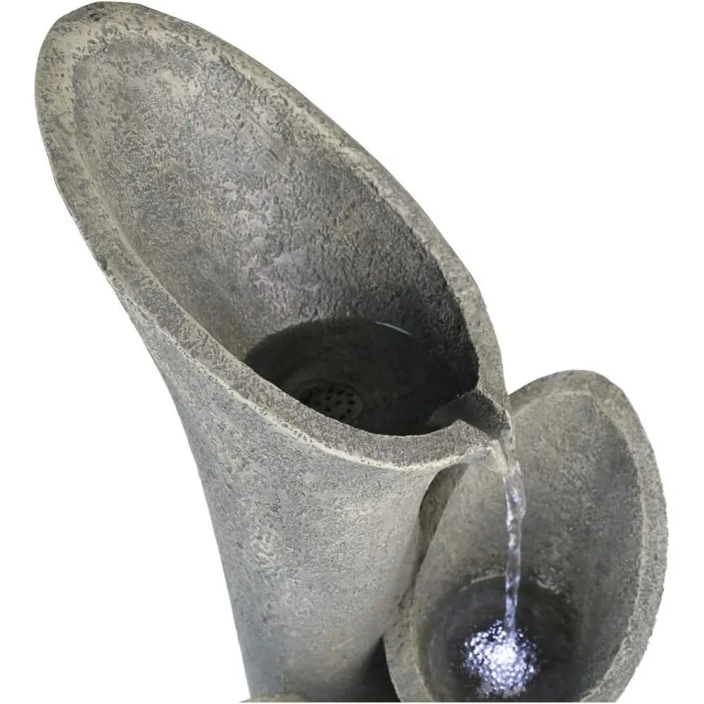 Patio Water Fountain 33 1/2", Bell 4-tier Cascading Floor Fountain Indoor Outdoor Waterfall Feature