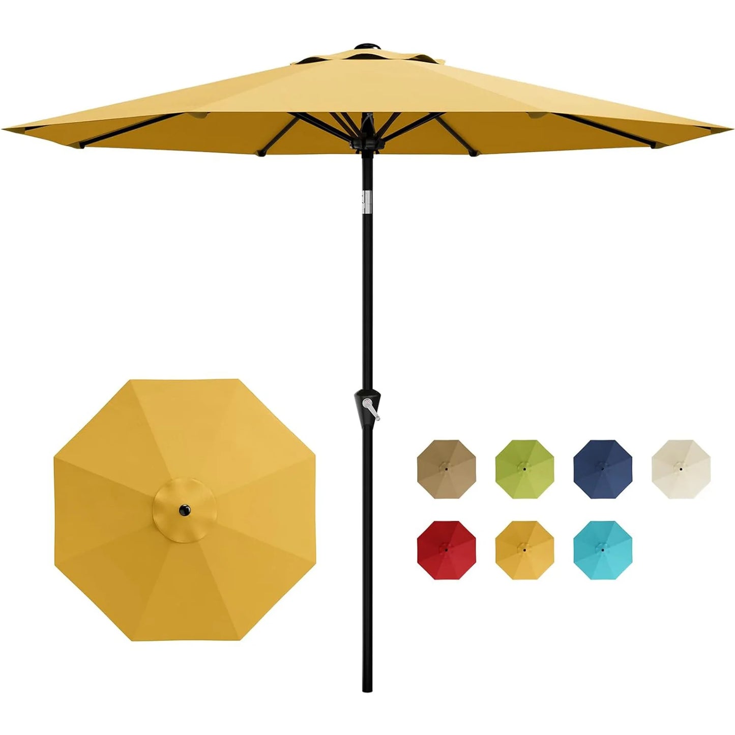 10 Foot Patio Market Umbrella With Crank Lift and Tilt Waterproof
