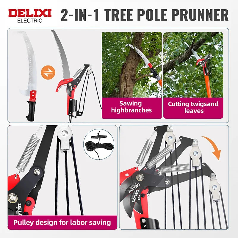Delixi Electric Telescopic Saw 9 To 26 Ft Pruning Tool