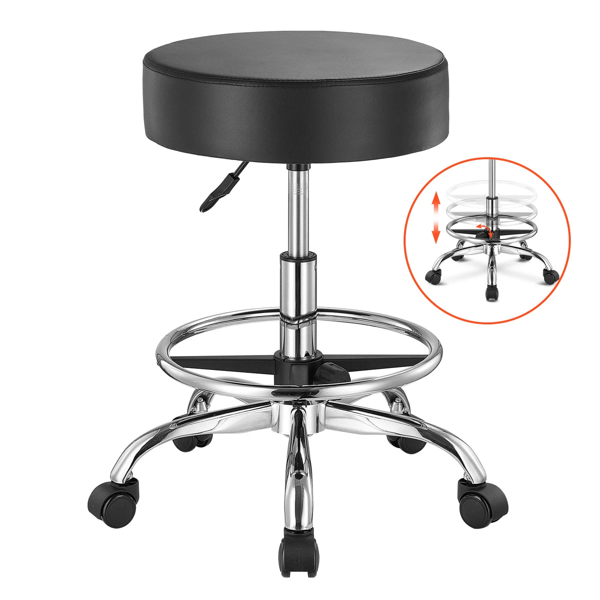 SucceBuy Adjustable Rolling Stool With Wheels 450 Lbs For Salon Spa