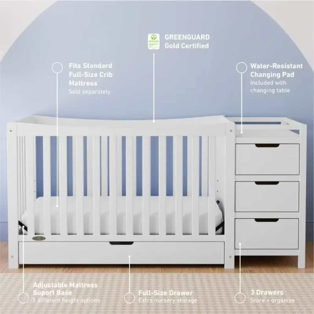 Graco Remi 4 In 1 Convertible Crib And Changer With Drawer White