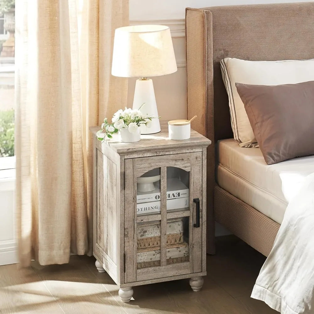 Narrow Side Tables 2 Farmhouse Nightstands Charging Station