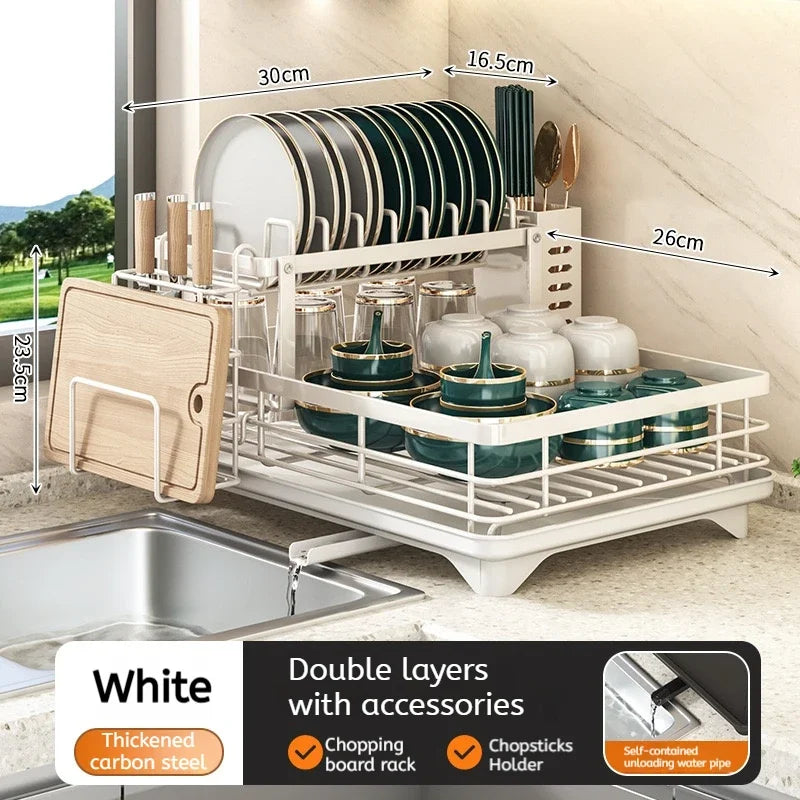 Stainless Steel Dish Drying Rack With Drainboard Over Sink Plate Organizer