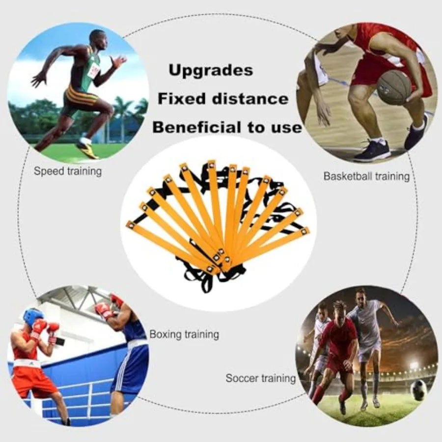 Agility Ladder Set 20 Feet With 4 Hurdles And Cones Jump Rope Parachute Training