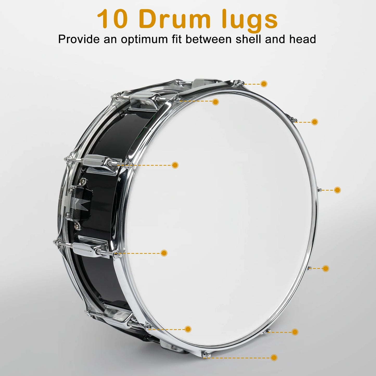 Fourteen Inch By Five Point Five Inch Snare Drum Set For Beginners Black