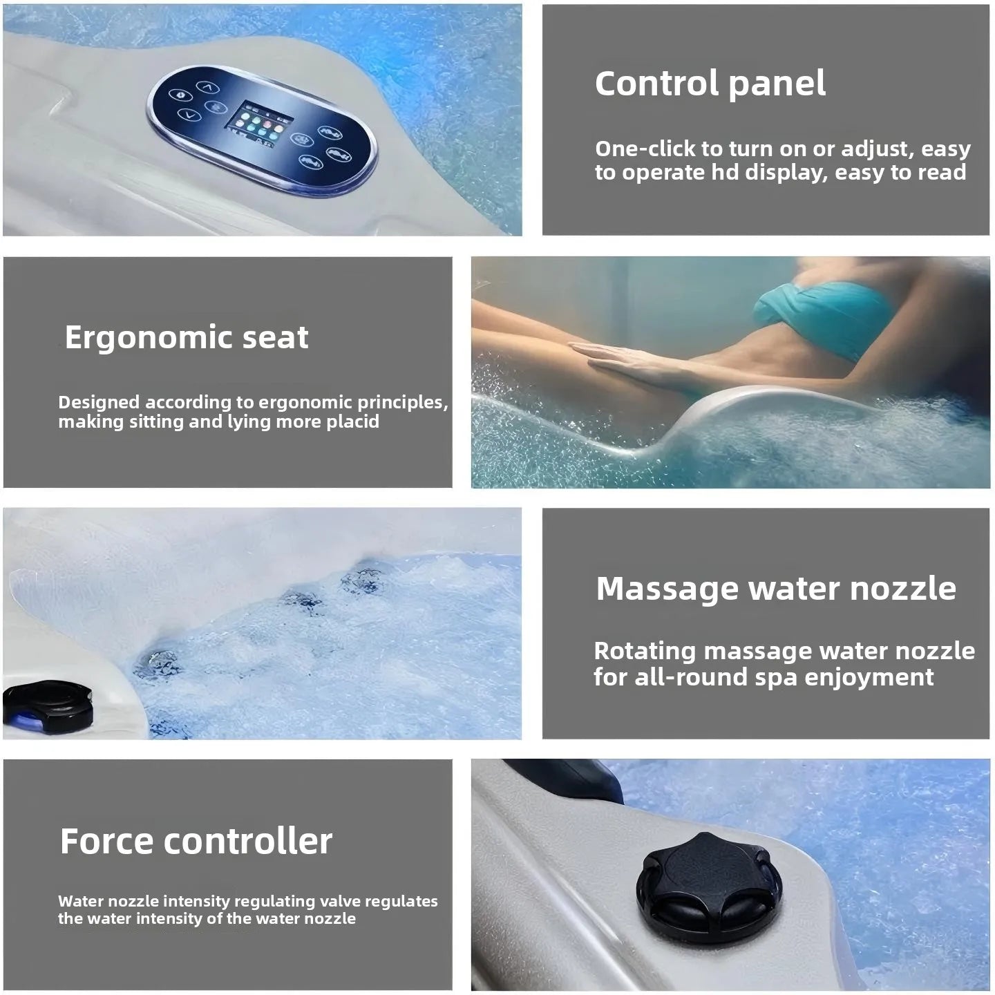 Outdoor Jacuzzi Spa Hot Tub Large Acrylic Massage Bathtub Thermostatic Villa
