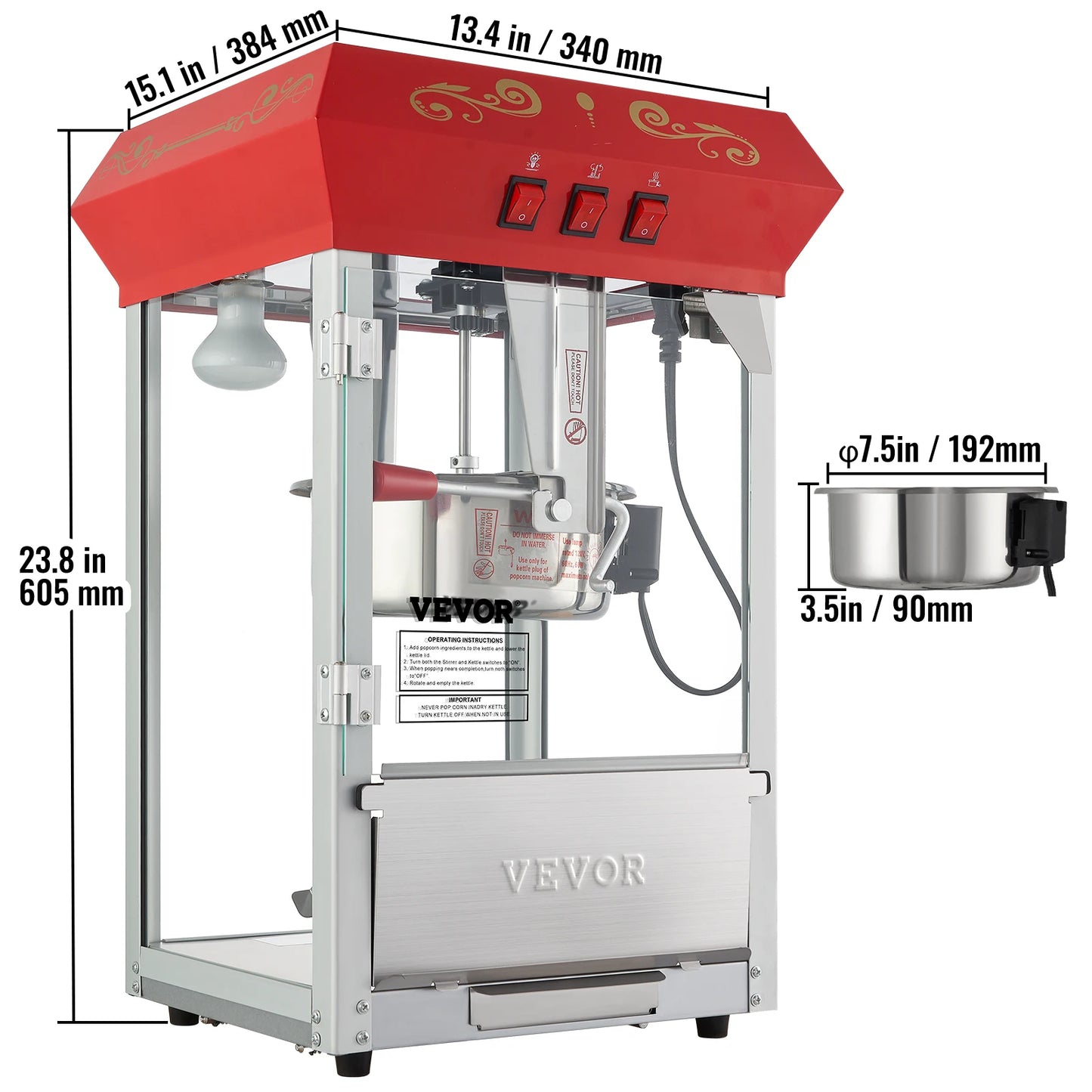 SucceBuy 8 To 12 Oz Electric Popcorn Maker Popper Machine With Scoop