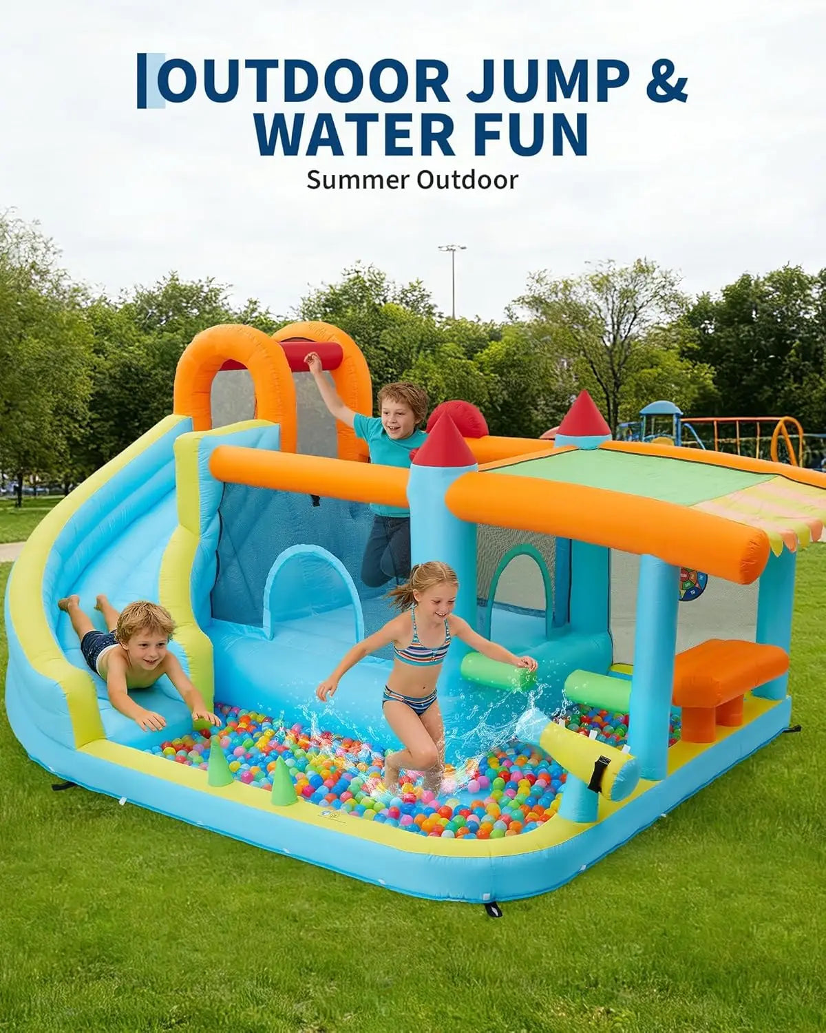 Commercial Inflatable Bounce House With Double Slide And Air Blower