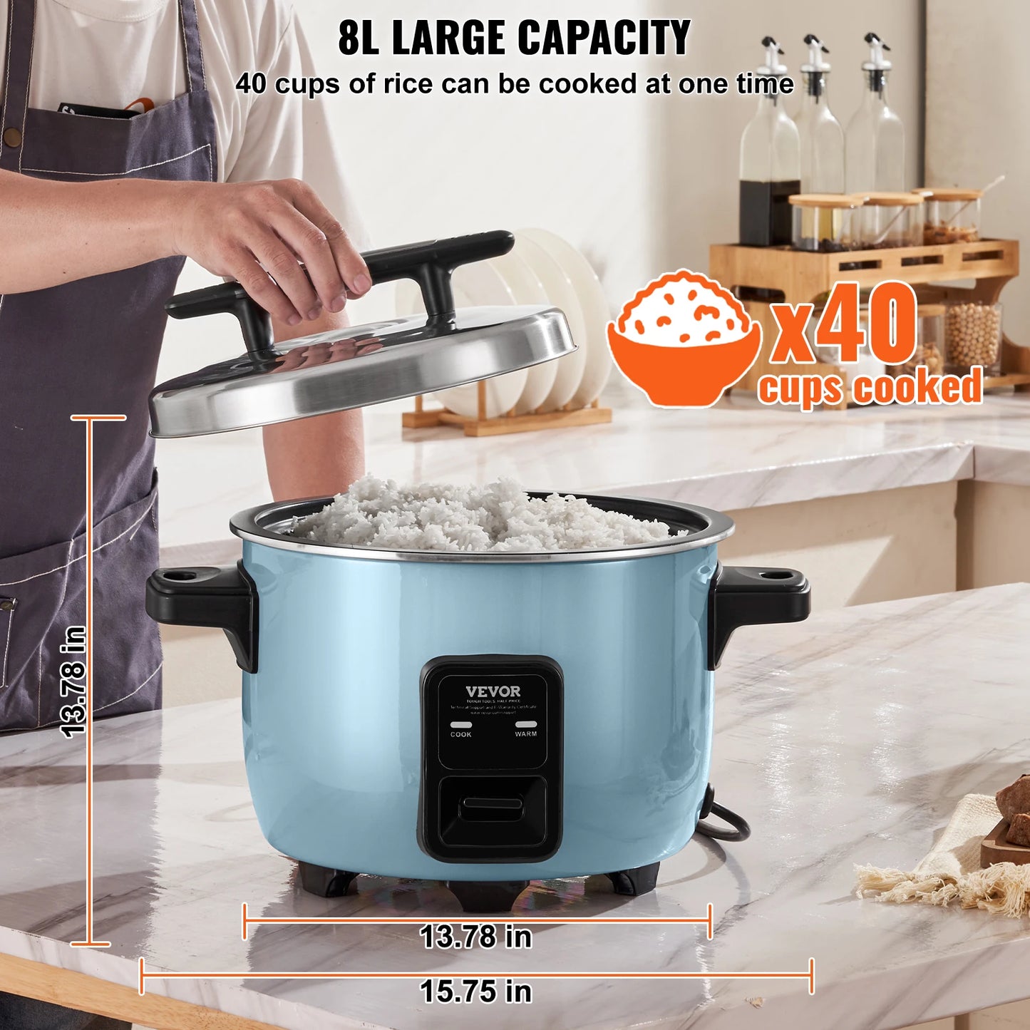 SucceBuy 8L 10L 13L Commercial Rice Cooker With Aluminium Nonstick Pot Keep Warm