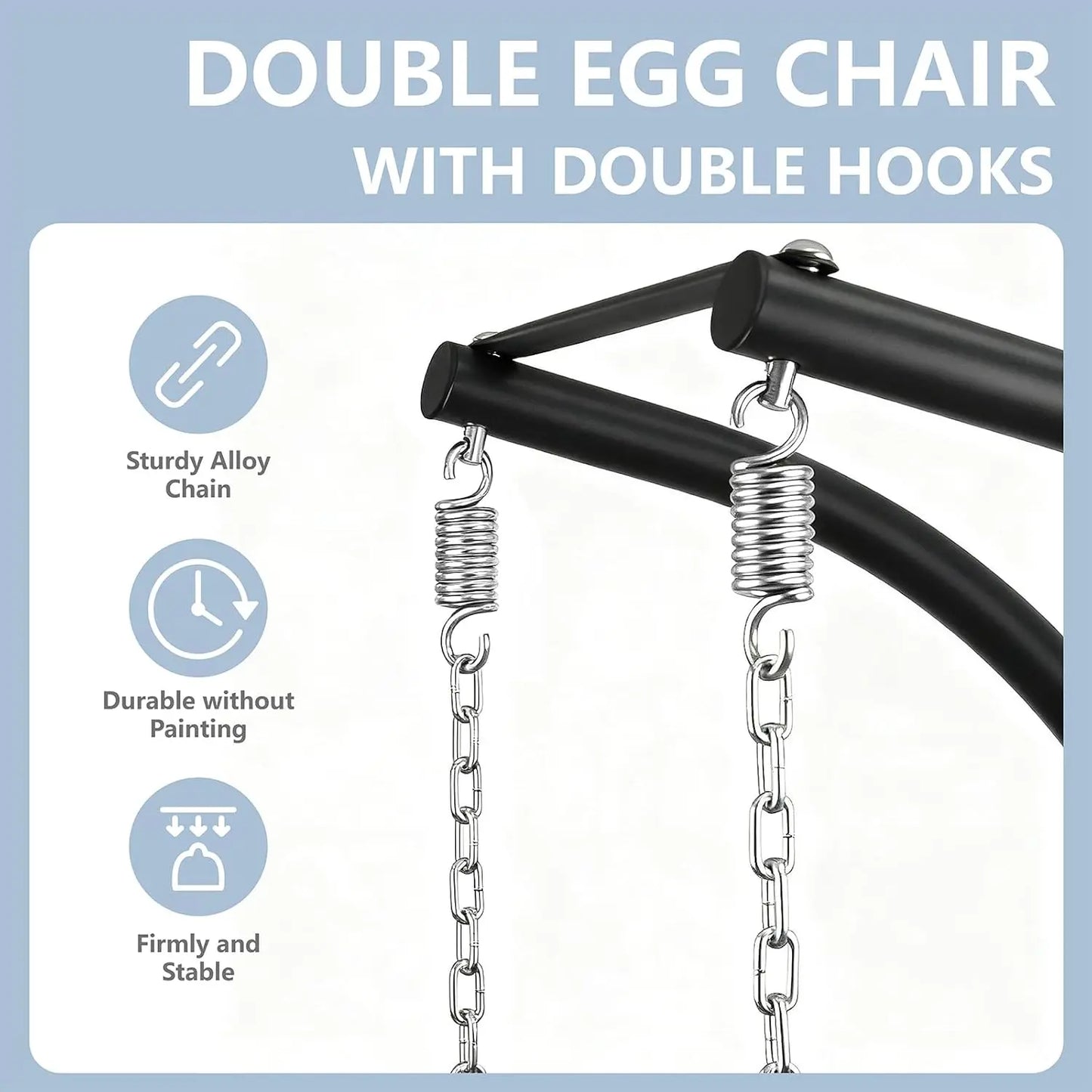Double Egg Swing Chair With Stand Outdoor Patio 2 Person Wicker Hammock Cushions