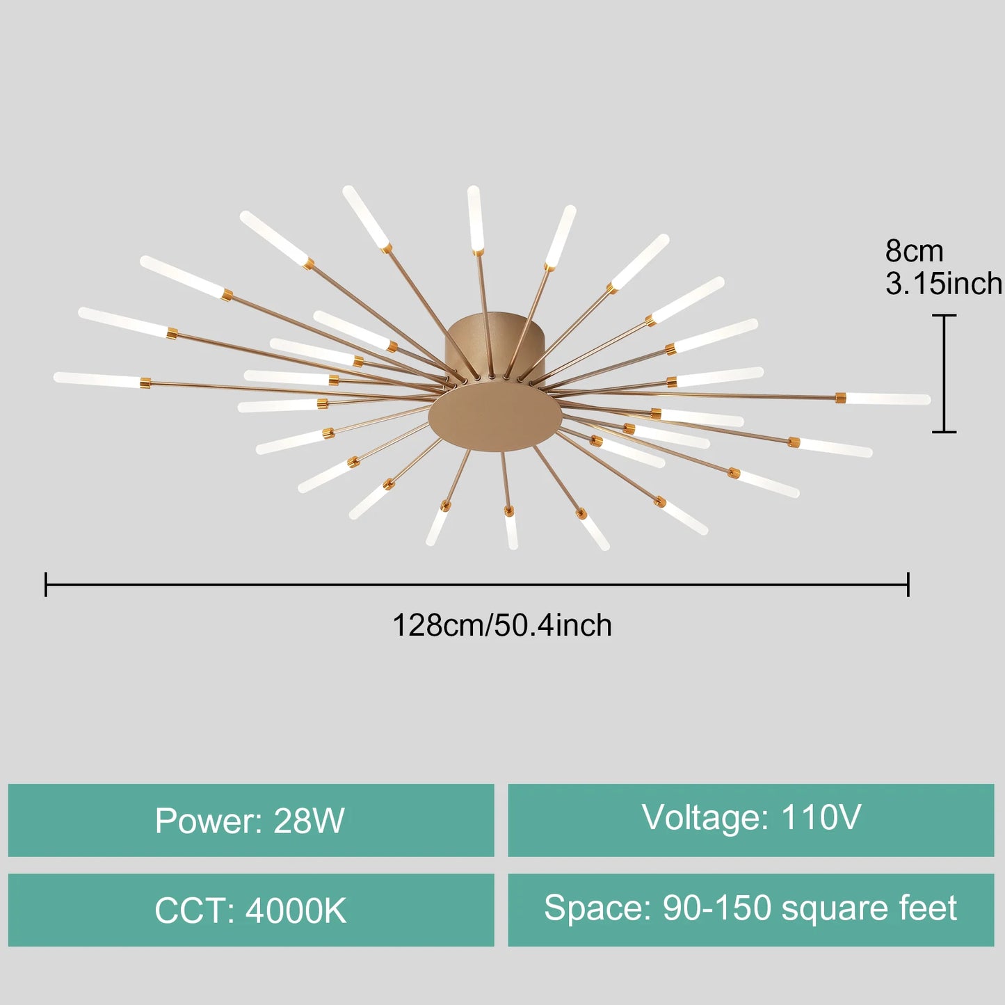 Modern LED Ceiling Light Gold Black Living Room AC 90 260V