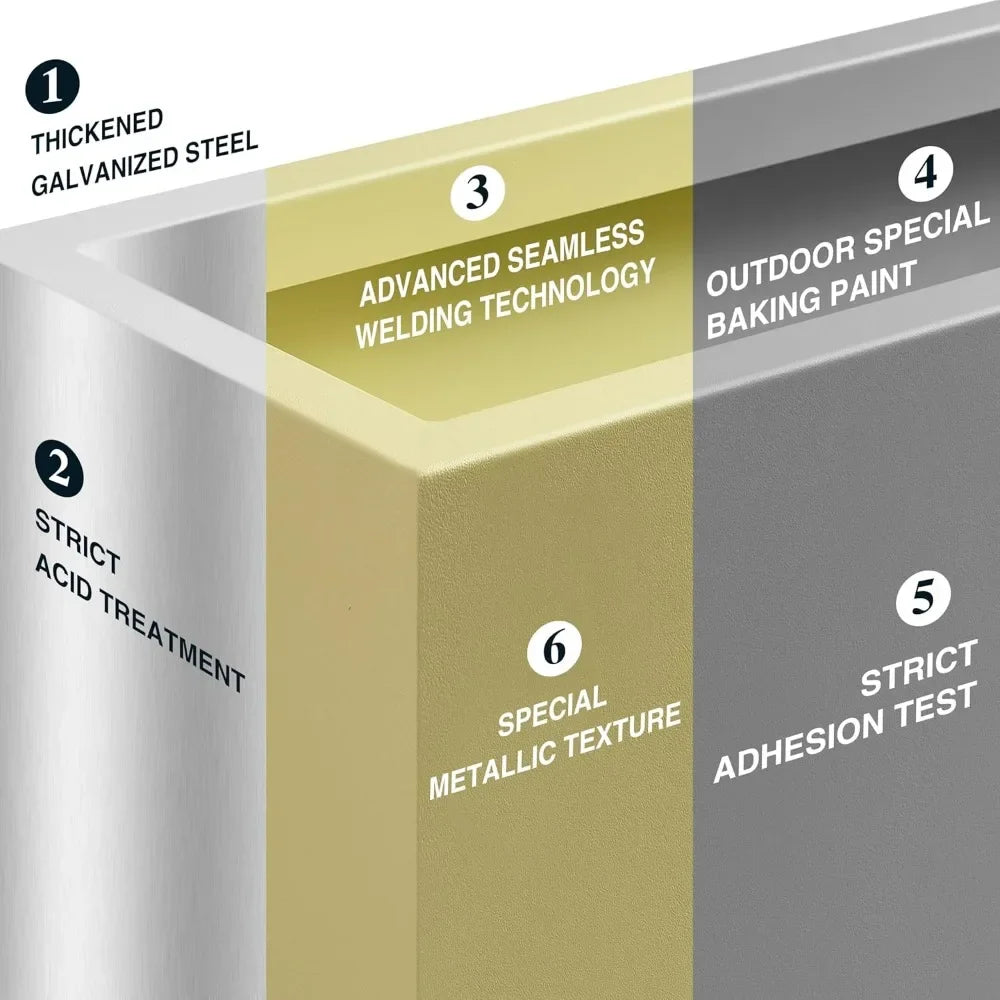 Metallic Outdoor Span Planter Box With Long Divider Planters