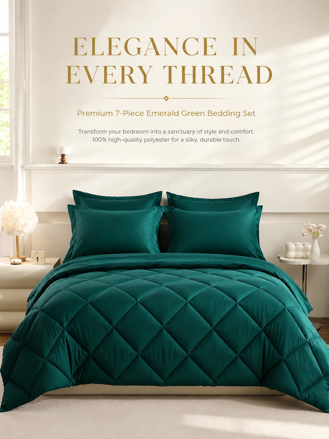 7 Pcs Twin Full Queen King Bedding Set Polyester Comforter Sheets Pillowcases