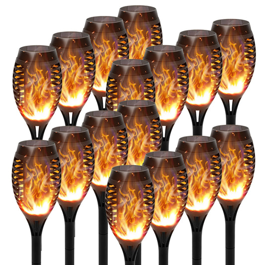Solar Outdoor LED Torch Lights Flickering Flame Waterproof