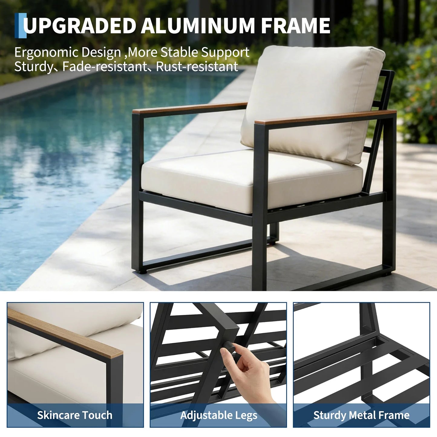Modern 4 Piece Patio Furniture Set With Sectional Sofa And Coffee Table Cushions