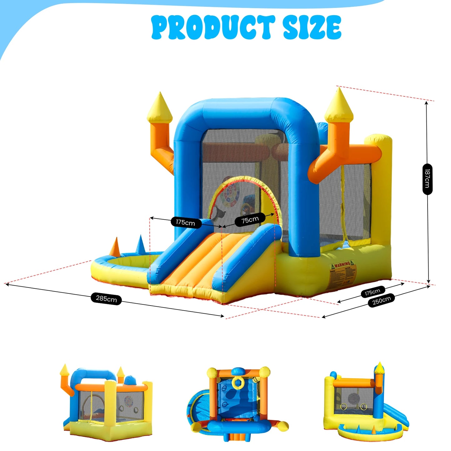 Kids Inflatable Bounce House With Slide And Ball Pit Castle