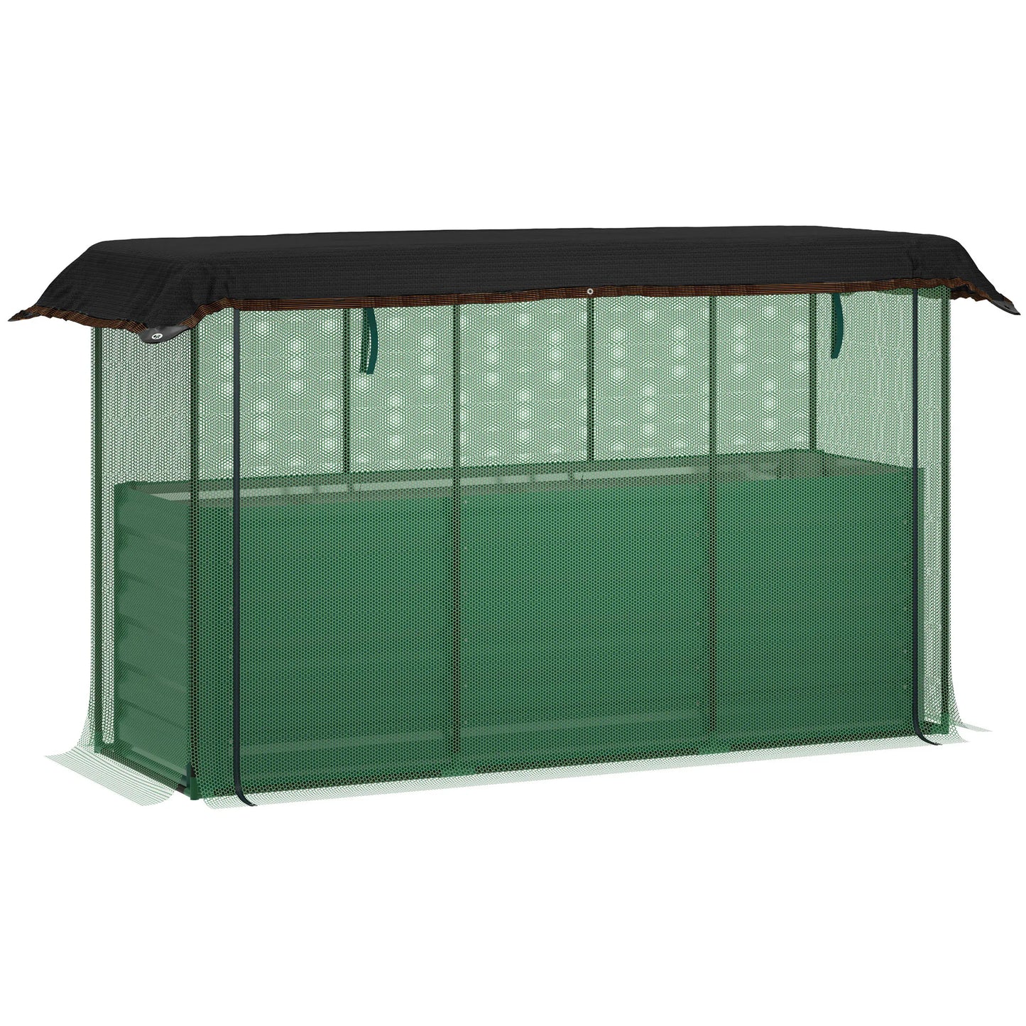 Galvanized Raised Garden Bed with Crop Cage & Shade Cloth, Green