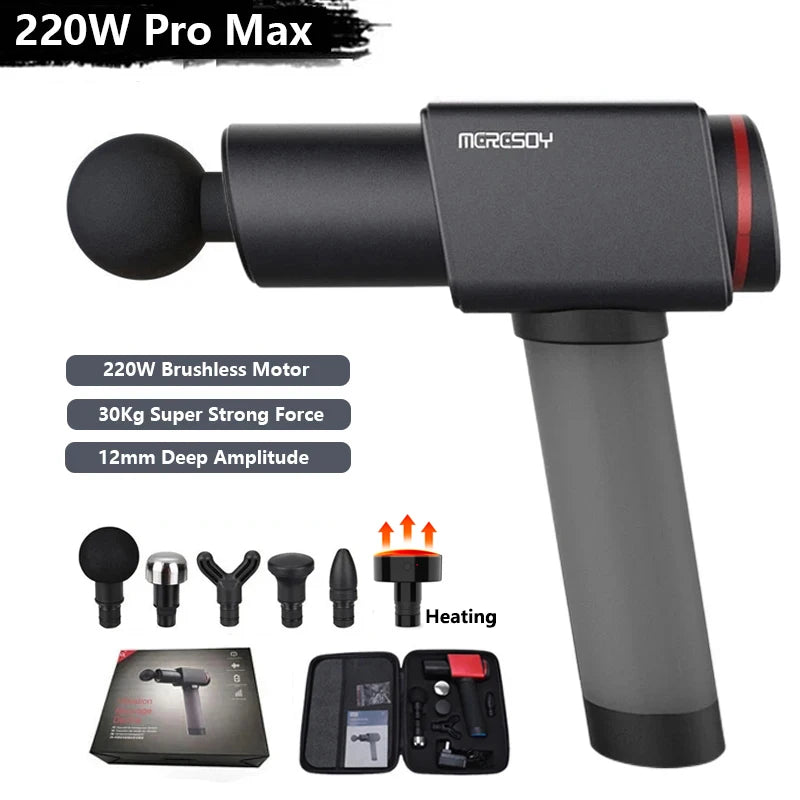 220W Professional Massage Gun Heating Aluminum Alloy Massager for Training