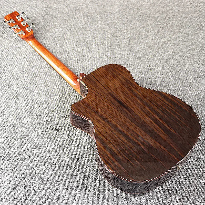 40 Inch 6 String Electric Acoustic Guitar Natural Brown Solid Spruce Top