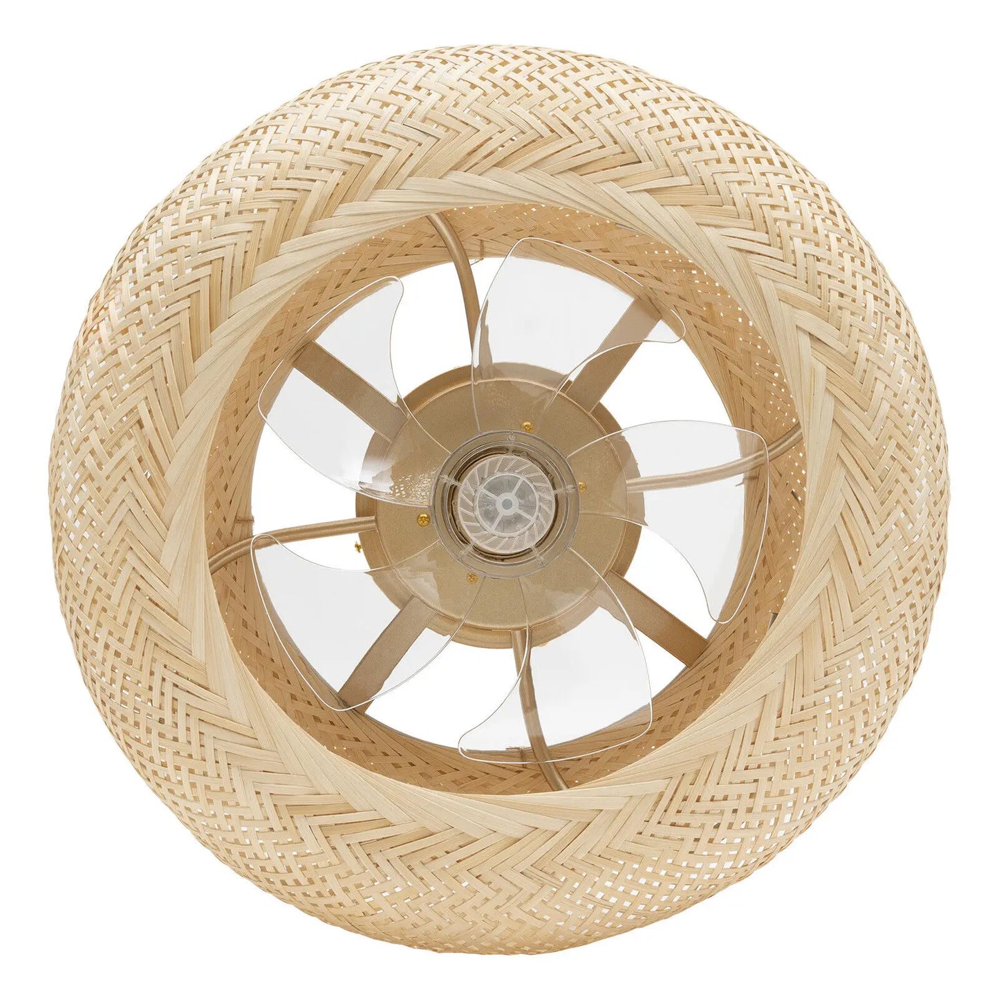 20" Farmhouse Boho Rattan Woven Bamboo Ceiling Fan with Light & Remote Control !