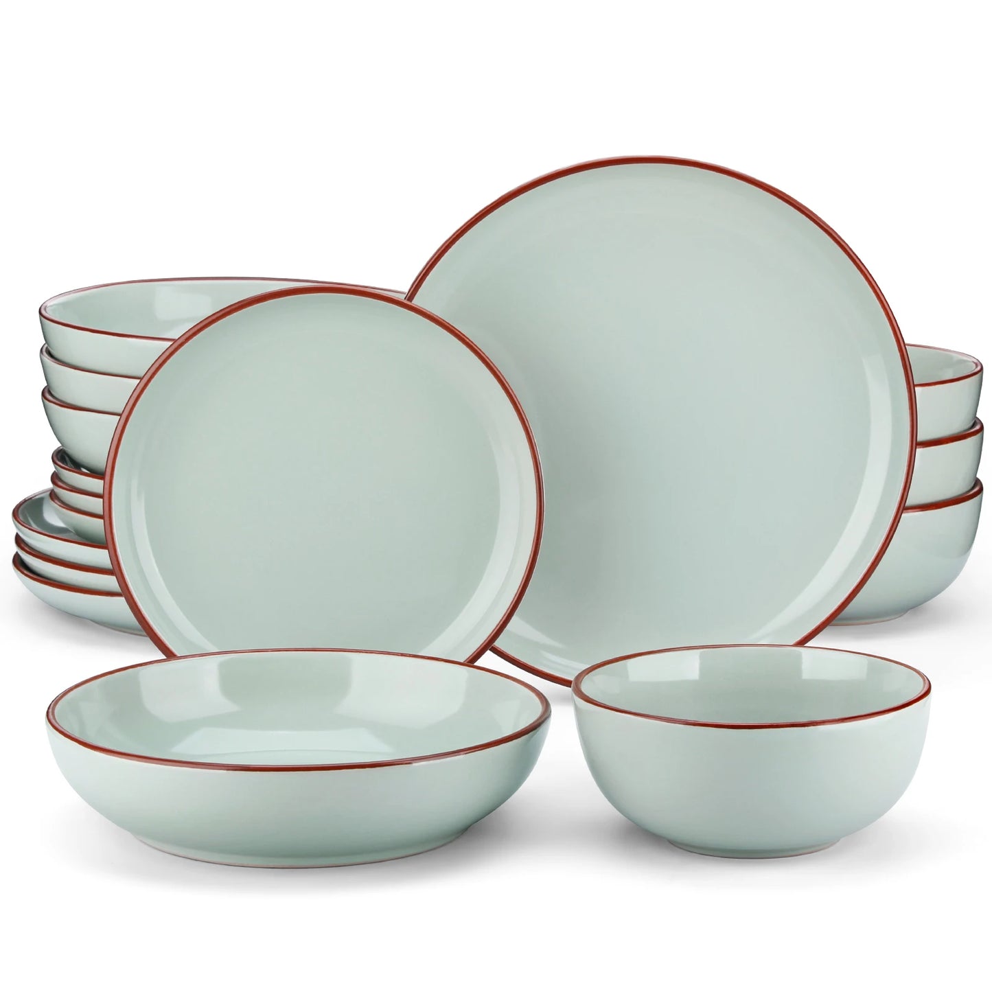 VANCASSO NYMPH 16/32 Piece Ceramic Glaze Tableware Set with Dinner/Dessert/Soup Plate/Bowl  For 4/8 Person 4 Color Optional