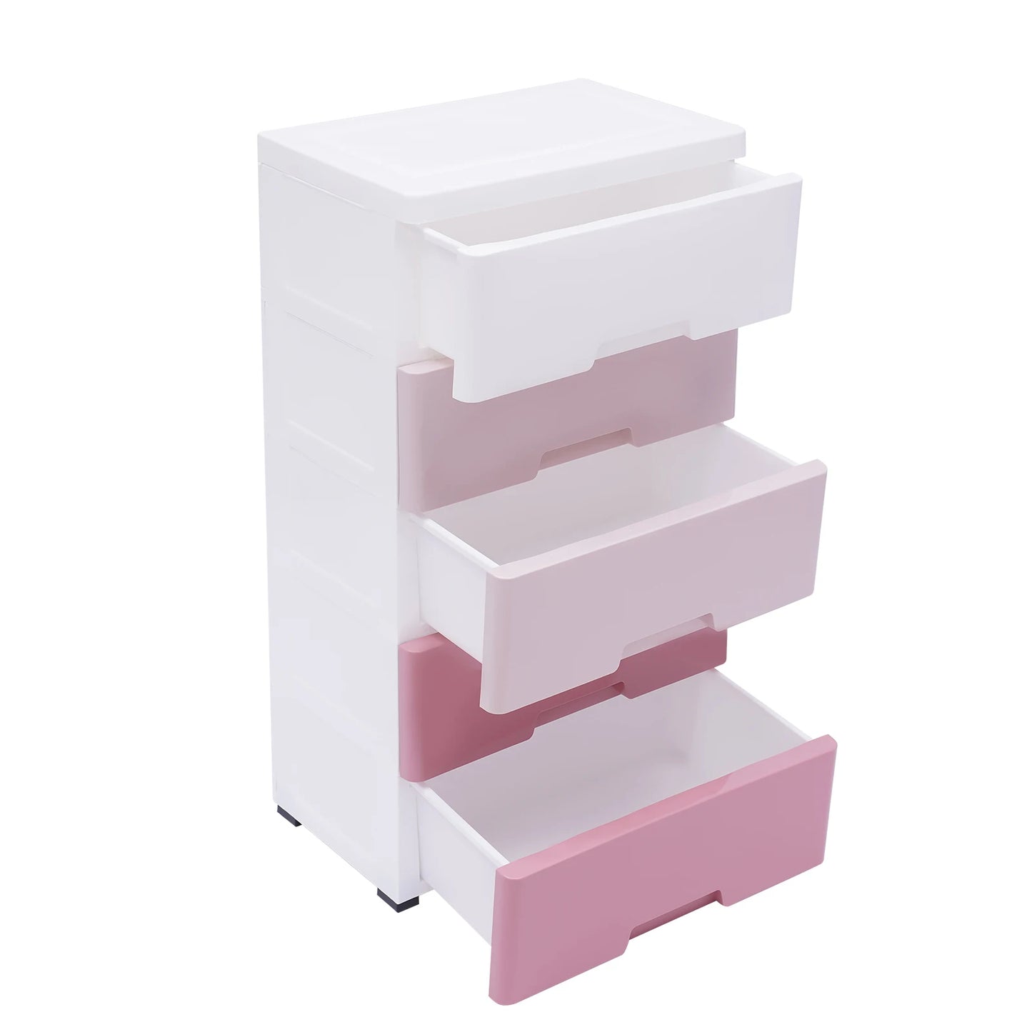 5 Tier Pink Gradient Plastic Storage Cabinet 17.1 Inch Wide