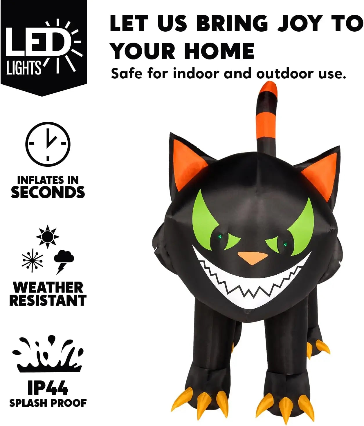 7 ft Black Cat Halloween Inflatables Outdoor Decoration Blow UpInflatable with Moving Head & Green Eyes Halloween Blow Ups Yard Decoration with LED Lights for Party Lawn Garden Decor