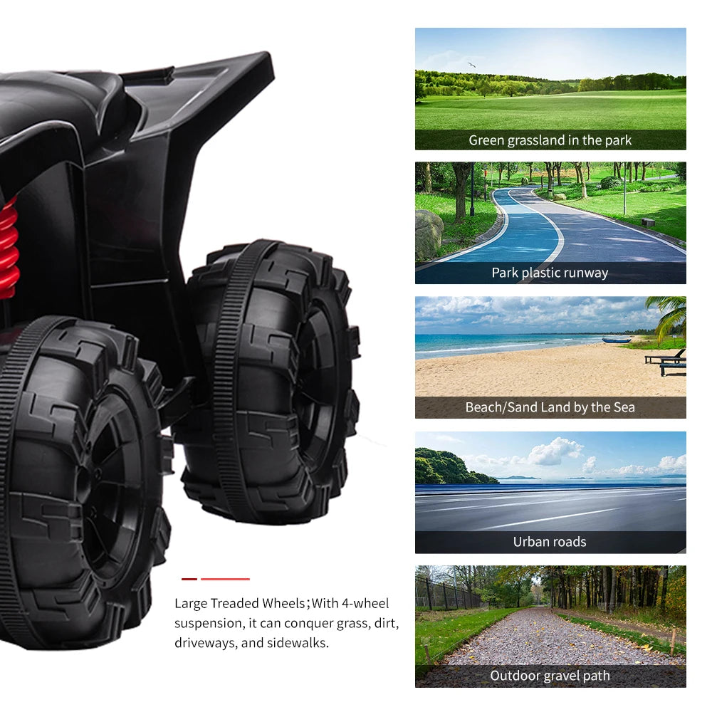 4 Wheeler for Kids, 12V Battery Powered Ride On ATV, Electric 4 Wheeler Quad ATV Car with MP3, USB, LED Headlight Ride On Toys f