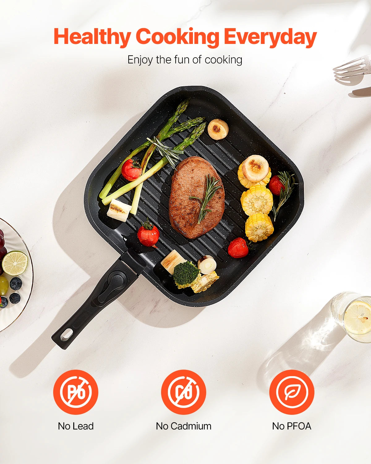 SucceBuy 17 Piece Nonstick Granite Cookware Set Induction Ready Pots And Pans