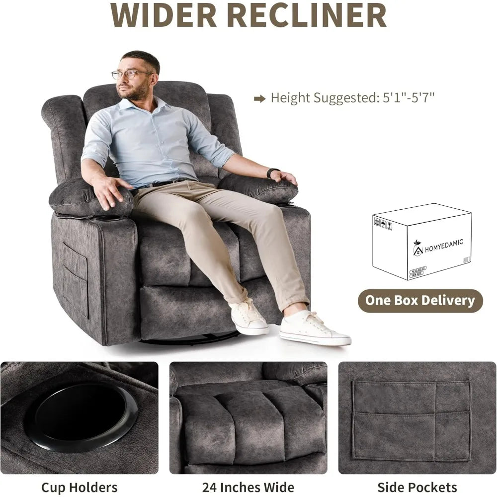 Recliner Chair Rocker Modern Ergonomic Lounge 360 Degree Swivel Single Sofa Seat Living Room Lounge Recliners on Clearance Foam