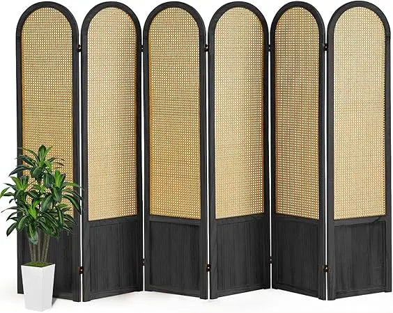 Room Divider 4 Panel, Folding Privacy Screen, Foldable Wood Divider Room Dec, Rattan Room Divider, Portable Partition Screen, Wa