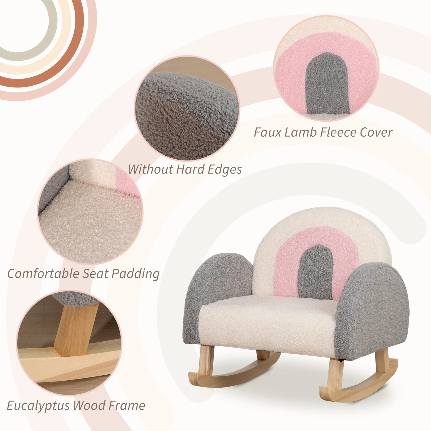 Rocking Toddle Sofa Chair Gray For Nursery Playroom And Bedroom
