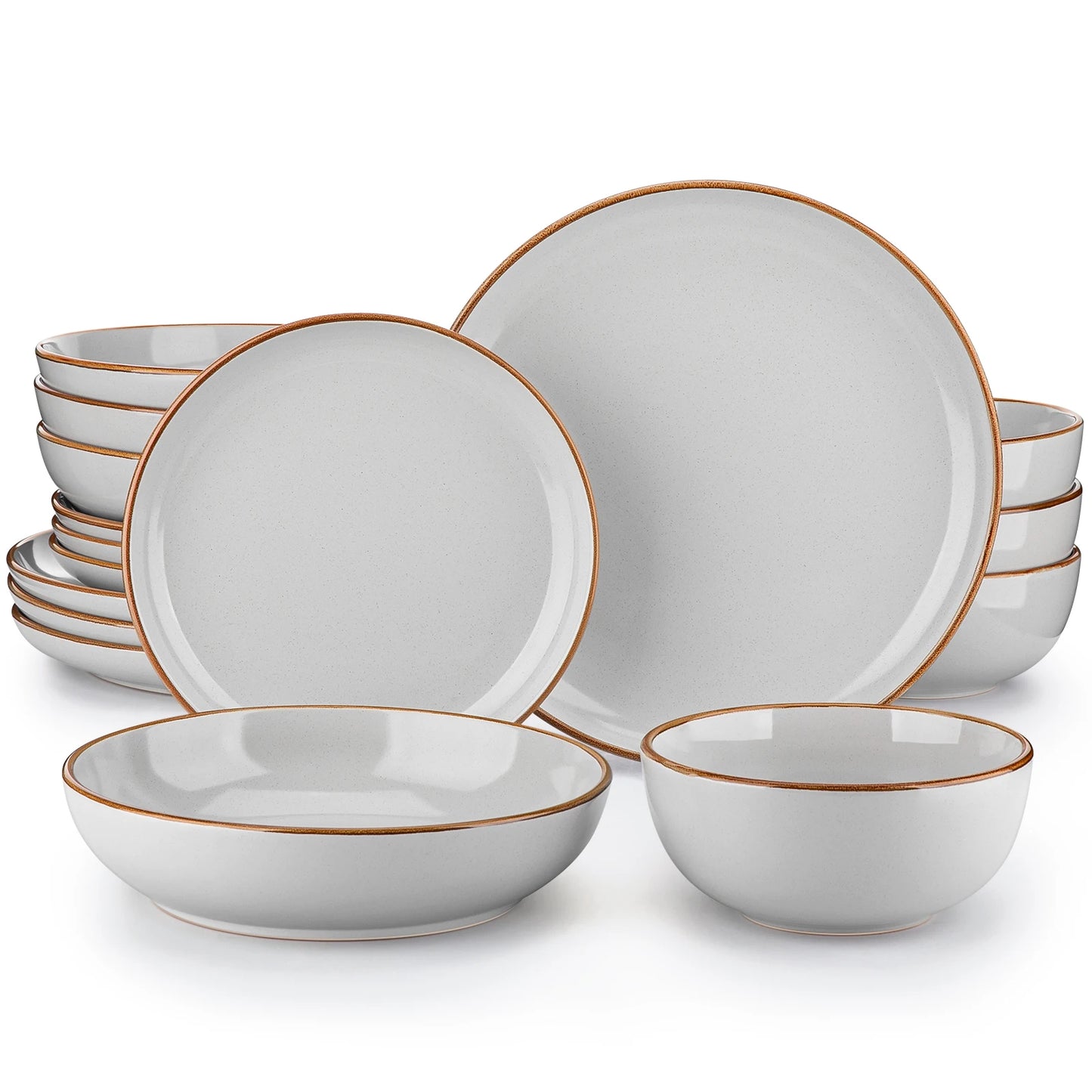 VANCASSO NYMPH 16/32 Piece Ceramic Glaze Tableware Set with Dinner/Dessert/Soup Plate/Bowl  For 4/8 Person 4 Color Optional