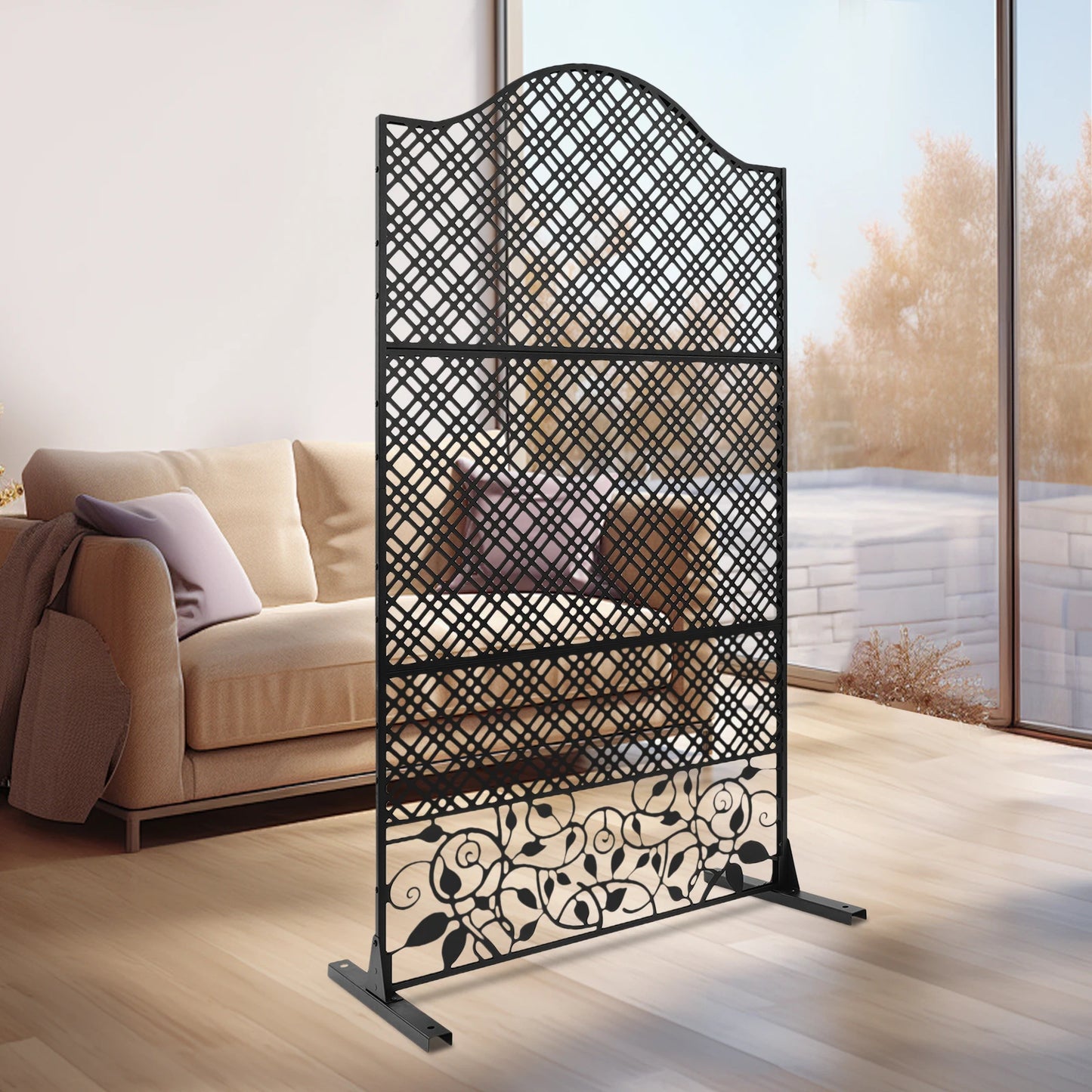 100x185x50cm Decorative Outdoor Divider Living Room Partition Metal Privacy Screen