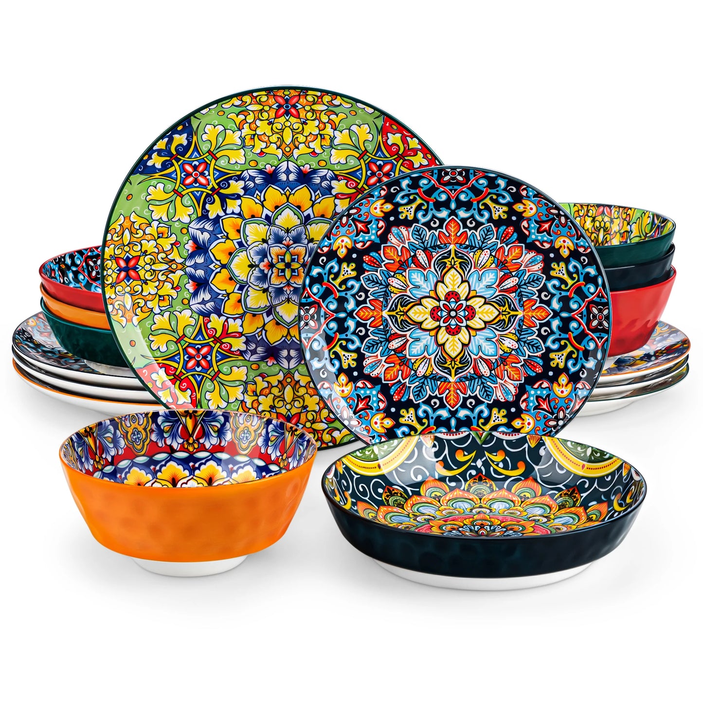 Vancasso Stoneware Dinnerware Set Bohemian Style For 6 Dinner Plates Pasta Bowls