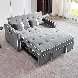 3 In 1 Convertible Sleeper Sofa Bed 54.5 Inch Velvet