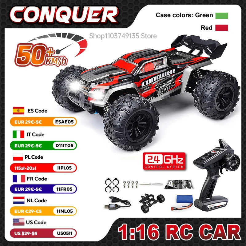 WLtoys One Sixteen Scale RC Car 50kmh High Speed 4WD Off Road Monster Truck