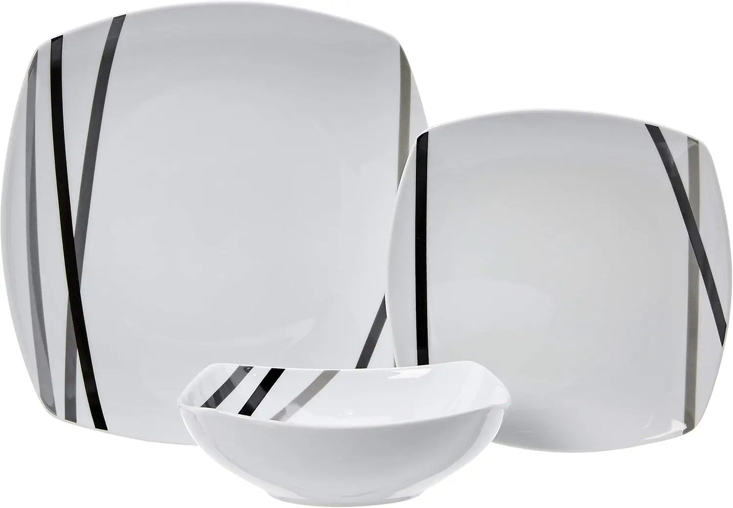 Eighteen Piece Square Dinnerware Set For Six Modern Beams Plates And Bowls
