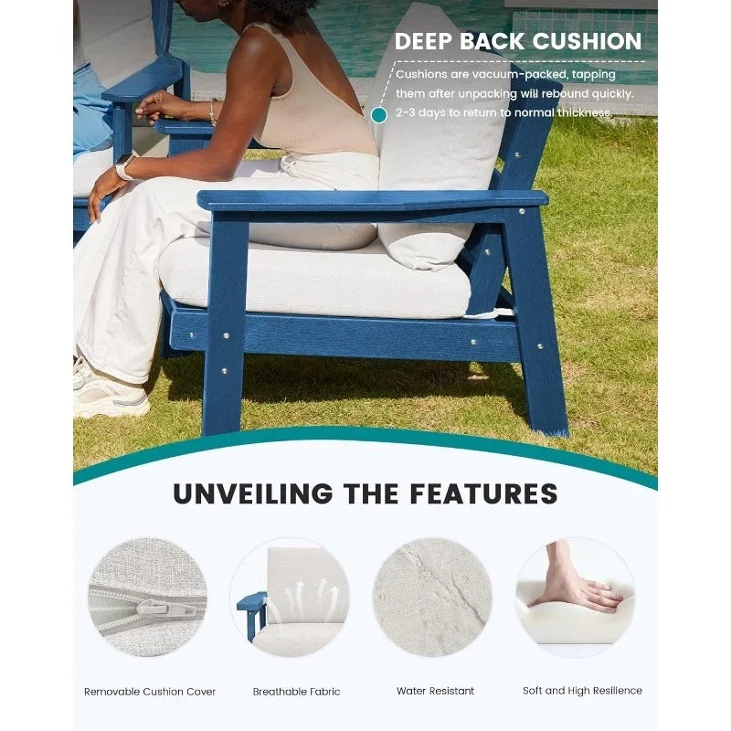 Outdoor Furniture Set, 4 Piece All Weather Outdoor Sofa Set, Wood-Like Outdoor Sectional Couch