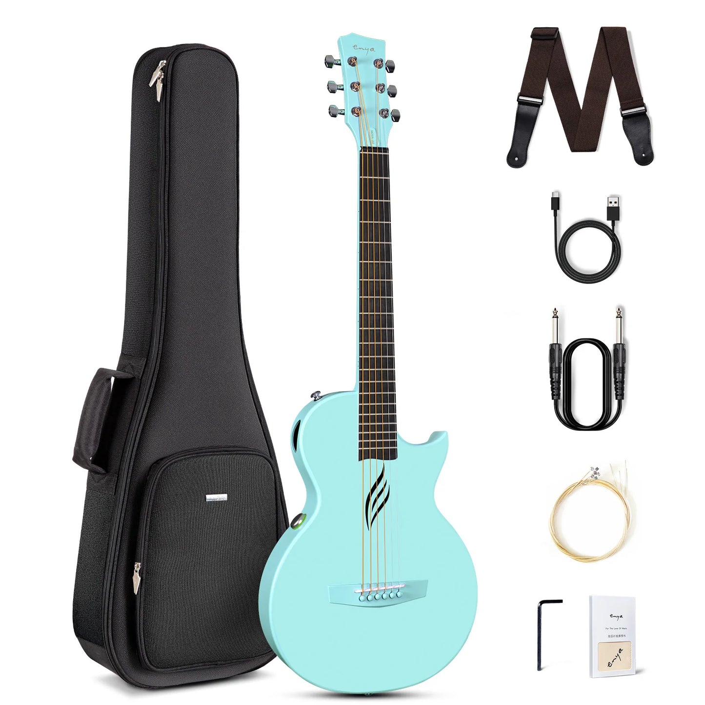 Enya Nova Go Sp1 Carbon Fiber Electric Acoustic Guitar 35 Inch with Pickup Case