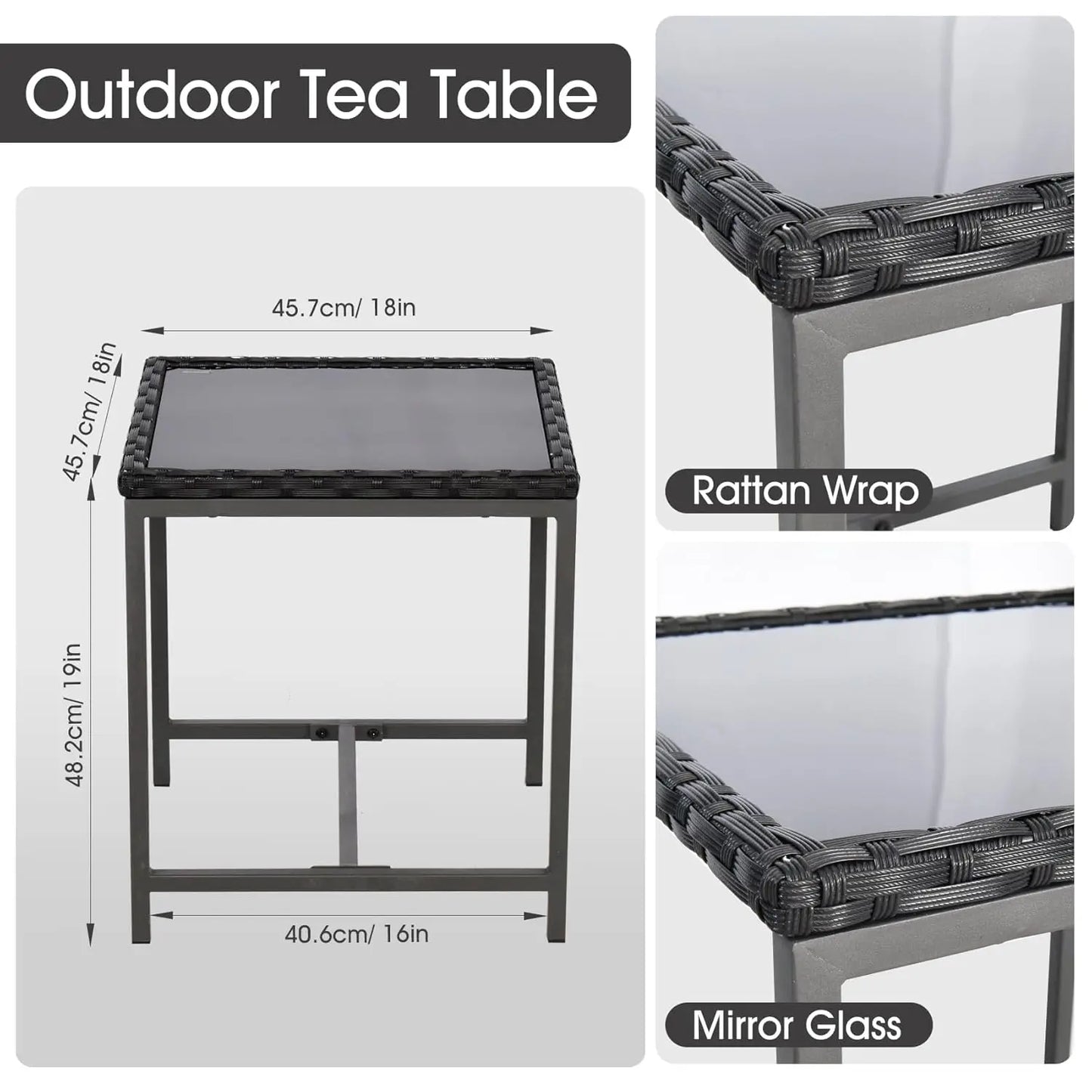 Bistro 3 Piece Patio Set With Rattan Rocking Chairs And Table Outdoor