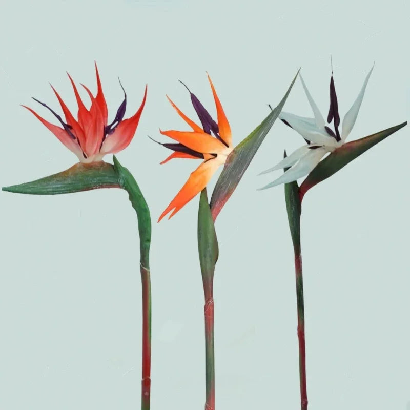 3 Piece Artificial Bird Of Paradise Flowers 24 Inch Long Stems For Home Decor