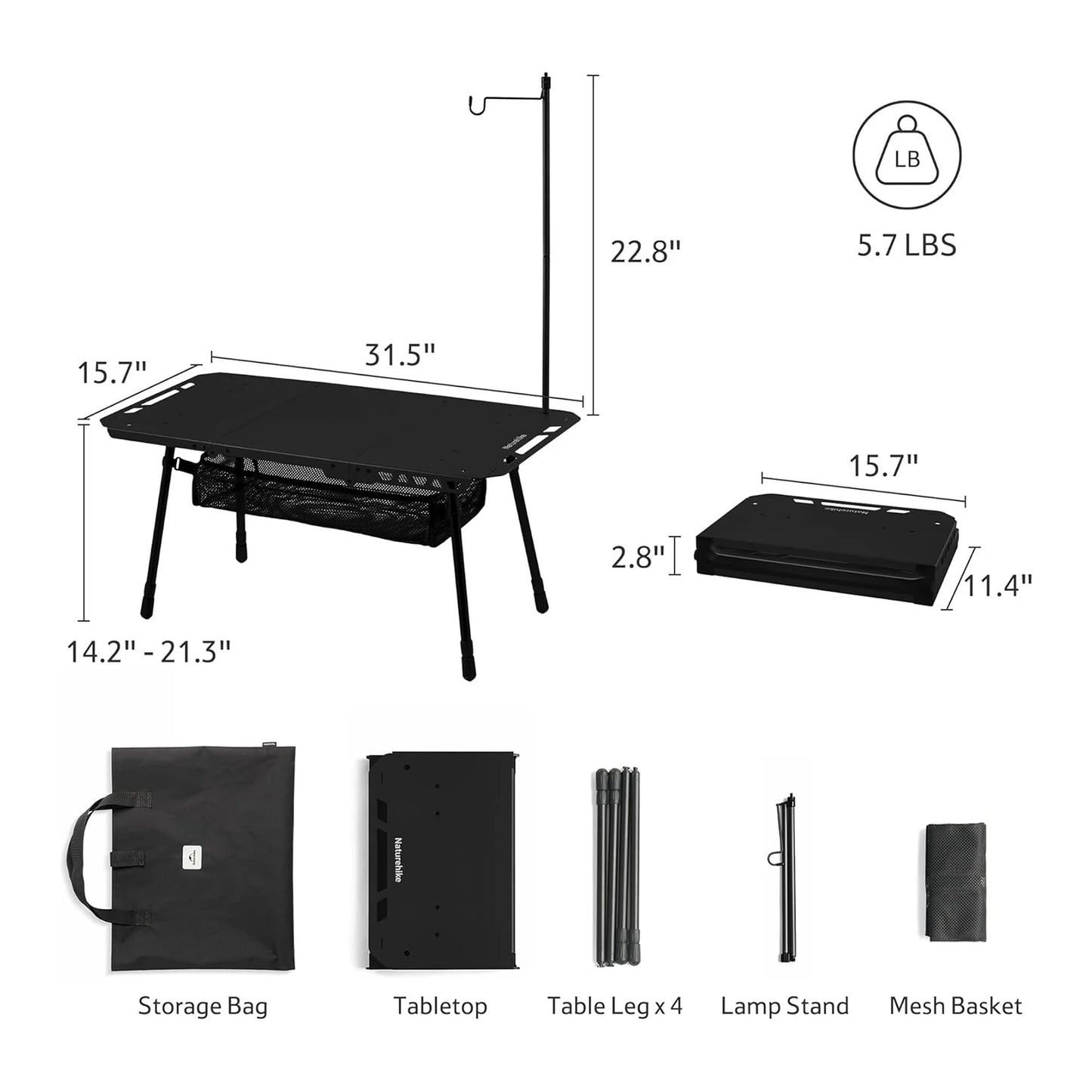 Naturehike H02 IGT Folding Table Camping Tactical Desk Height Adjustable