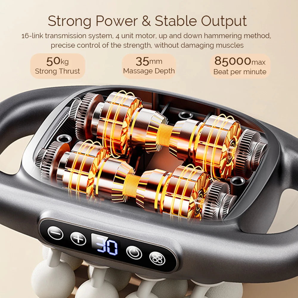 16 Head Fascia Gun High Frequency Vibration Massage For Back Neck Shoulders
