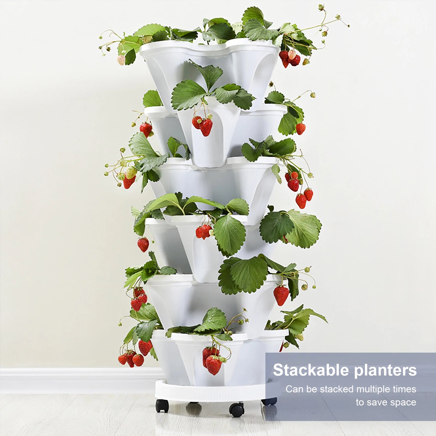 Stackable Vertical Planter Pots For Garden Strawberry Plants