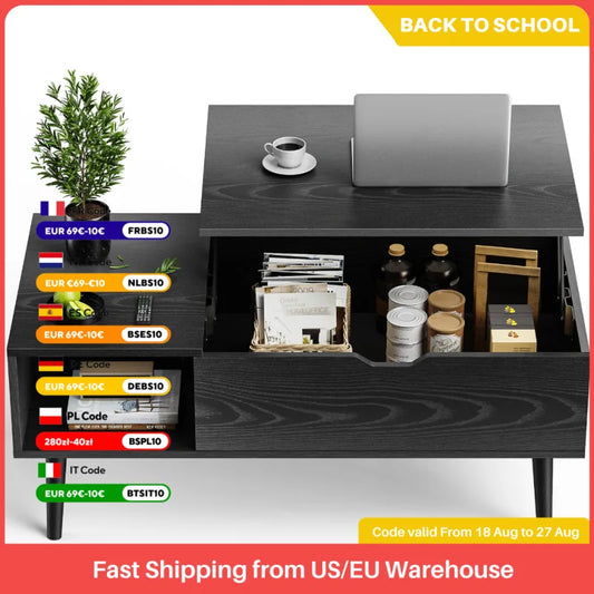 JHK Lift Top Coffee Tables For Living Room 39.37"x19.7" Desk Tea Wood Dining Tables Adjustable Storage Shelf Easy Lift Or Lower